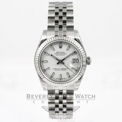 Rolex Datejust 31mm Stainless Steel Jubilee Bracelet Fluted Bezel White Stick Dial Watch 178274 If you are looking for a Luxury Watch Store in Beverly Hills, come and see us at Beverly Hills Watch Company