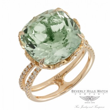 Designs by Naira 18k Rose Gold Green Quartz Lace Diamond Ring BG P 11370 ZD.GQR DCXQJZ - Beverly Hills Jewelry Store
