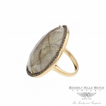 18K Rose Gold Mother of Pearl Brown Rutilated Quartz Brown Diamond Ring Naira & C QEXMLI - Beverly Hills Watch