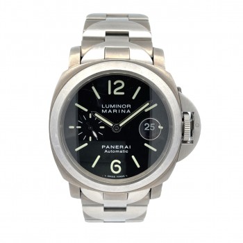 Panerai Luminor Marina 44mm Titanium Bracelet Black Dial PAM00221 - Beverly Hills Watch Company