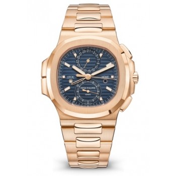 Patek Philippe Aquanaut Travel Time Rose Gold Blue Dial 59901/r - Beverly Hills Watch Company