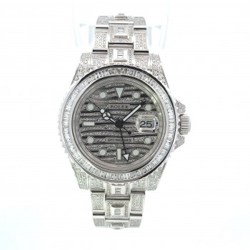 Rolex GMT Master II 40mm Stainless Steel Custom Set Diamonds 11671 - Beverly Hills Watch Company