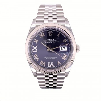 Rolex Datejust 36mm Purple Dial Diamond Roman 126234 82KAW7 - Beverly Hills Watch Company