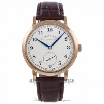 A. Lange & Sohne 1815 18k Rose Gold Silver Dial Alligator Strap 233.032 37PHEN - Beverly Hills Watch Company Watch Store