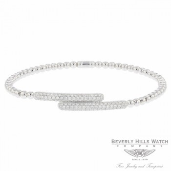 Naira & C 18k White Gold stretch Cross Over Diamond Bracelet OM-PLI026/300/B P20981 - Beverly Hills Jewelry Company