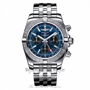 Breitling Chronomat 44 GMT Stainless Steel  Blue Dial Automatic AB042011/C852 8477DA - Beverly Hills Watch Company Watch Store