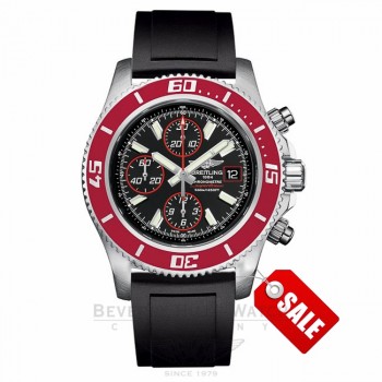 Breitling Aeromarine Superocean Chronograph II Limited Edition Stainless Steel Black Dial Red Bezel Black Rubber Strap Automatic A13341X9/BA81 WXA64W - Beverly Hills Watch Company Watch Store