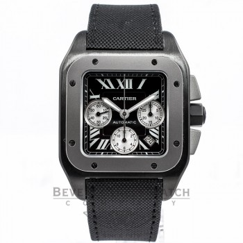 Cartier Santos XL Chronograph Black PVD Case Titanium Bezel Black Roman Dial Watch W2020005 Beverly Hills Watch Company Watches