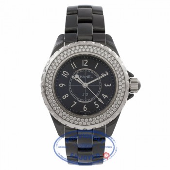 Chanel J12 Black Ceramic Diamond Bezel Black Dial H0949 VH3H53 - Beverly Hills Watch Store
