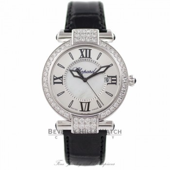 Chopard Imperiale 36MM 18k White Gold Diamond Bezel Silver Mother of Pearl Dial 38/4221-1001 TGBKRI - Beverly Hills Watch Company Watch Store
