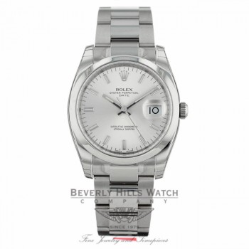 Rolex Date 34mm Stainless Steel Watch 115200 4SB5IU - Beverly Hills Watch Company Watch Store
