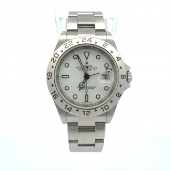Rolex Explorer II 40mm Stainless Steel White Dial 16570 - Beverly Hills Watch Company