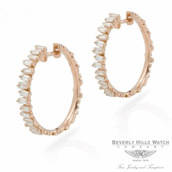 Designs by Naira 18k Rose Gold Baguette Medium Hoops Earrings 39642 WA93AL - Beverly Hills Jewelry Store