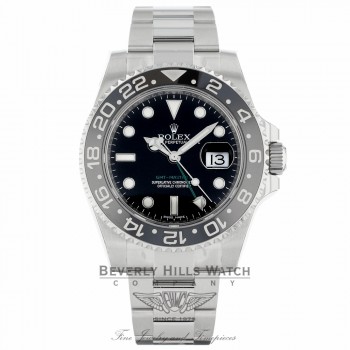 Rolex GMT Master II 40mm Stainless Steel Black Dial Black Ceramic Bezel 116710 2W9VEY - Beverly Hills Watch 