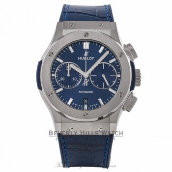 Hublot Classic Fusion Chronograph 45MM Automatic Titanium Blue Dial 521.NX.7170.LR E9ZCU5 - Beverly Hills Watch Company Watch Store