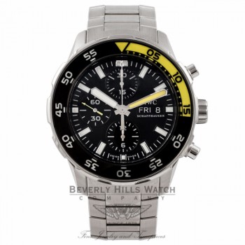 IWC Aquatimer Chronograph 44MM Black Dial Black Yellow Bezel IW376709 ECJC49 - Beverly Hills Watch Store