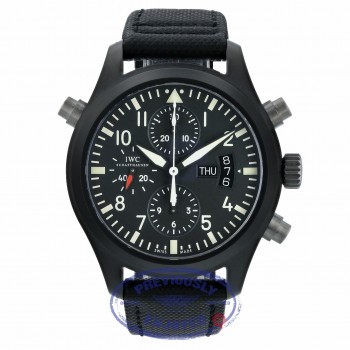 IWC Pilot's Double Chronograph Limited Edition Ceramic Black Dial Black Kevlar Strap IW378601 WMLPP7 - Beverly Hills Watch Store