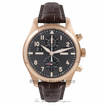 IWC Pilot Spitfire Perpetual Calendar Digital Date Month Rose Gold Watch IW379103 Beverly Hills Watch Company Watches