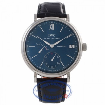 IWC Portofino 45MM Hand-Wound 8 Day Power Reserve Stainless Steel Blue Dial IW510106 KEUP7T - Beverly Hills Watch Company Watch Store