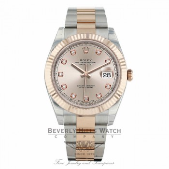 Rolex Datejust 41mm Everose and Stainless Steel Sundust Diamond Dial Oyster Bracelet 126331 - Beverly Hills Watch 
