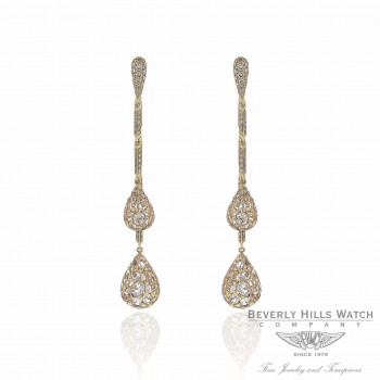 Naira & C Rose Gold with Staggered Diamond and Green Quartz Drop Earrings RV7VRN - Beverly Hills Watch