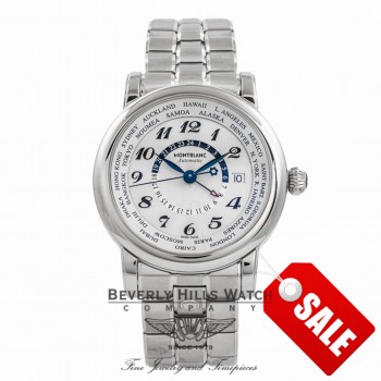 Montblanc Star GMT Automatic Stainless Steel Silver Dial 106465 6BXXS4 - Beverly Hills Watch Company Watch Store