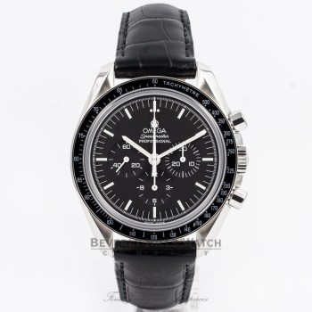 Omega Speedmaster Professional Moon Watch Exhibition Back Manual Wind Sapphire Crystal Leather Strap Watch 3873-50-31 Beverly Hills Watch Company Watch Store