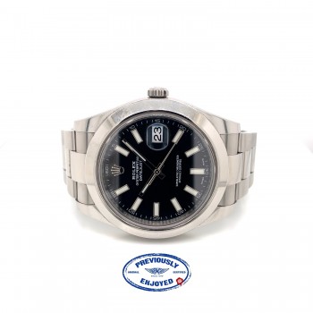 Rolex DateJust II Stainless Steel 41MM Black Dial Index Markers 116300 Q2A94M - Beverly Hills Watch Company