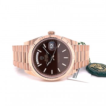 Rolex Day-Date 40mm President Everose Chocolate Motif Dial 228235 - Beverly Hills Watch Company