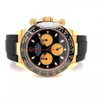 Rolex Daytona Yellow Gold Oysterflex Black Paul Newman Dial 116518LN - Beverly Hills Watch Company