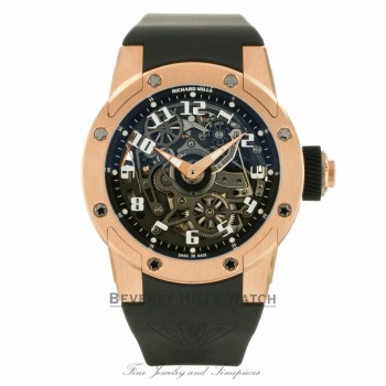 Richard Mille Dizzy Round Big-Date Rose Gold Rubber Strap Double Folding Clasp RM063-01AORG PZDP0K - Beverly Hills Watch
