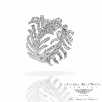 Designs by Naira 18k White Gold Feather Diamond Ring D158R55 D4HHPR - Beverly Hills Jewelry Company