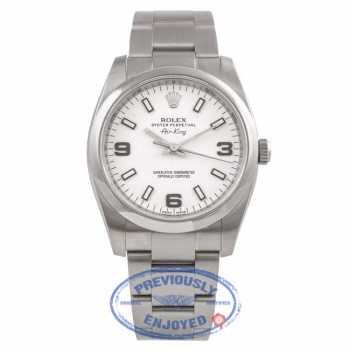 Rolex Air King 34mm Stainless Steel White Dial 114200  TE8VYU - Beverly Hills Watch Company Watch Store