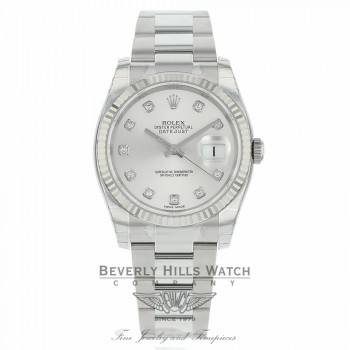 Rolex Datejust 36mm Silver Diamond Dial Oyster 116234 P0WVU5 - Beverly Hills Watch