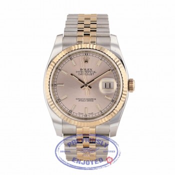 Rolex DateJust 36mm 18k Rose Gold and Stainless Steel Pink Dial 116231 VT9TA2 - Beverly Hills Watch