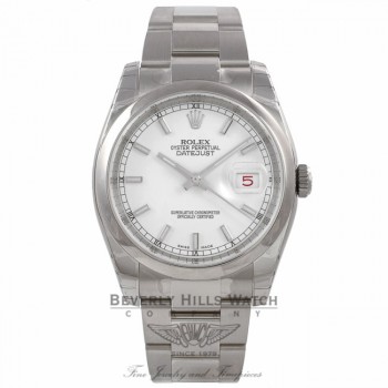 Rolex Datejust 36MM Stainless Steel Domed Bezel White Dial 116200 YXA1HA - Beverly Hills Watch Company Watch Store