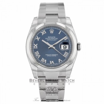 Rolex Datejust 36mm Blue Roman Dial Oyster Bracelet 116200 C79TX3 - Beverly Hills Watch Company