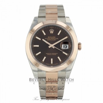 Rolex Datejust 41mm 18k Rose Gold Stainless Steel Automatic Chocolate Dial 126301 AY6ACJ - Beverly Hills Watch Company  