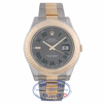 Rolex Datejust II 41mm Stainless Steel and Yellow Gold Slate Roman Dial Watch 116333 - NPFKA4 - Beverly Hills Watch Company