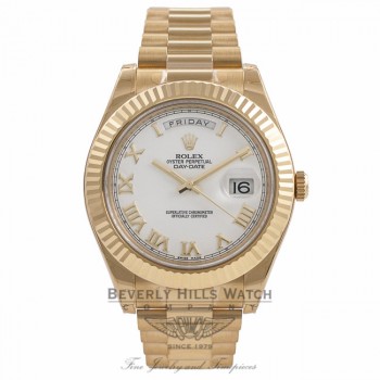 Rolex Day-Date II President 18K Yellow Gold Fluted Bezel 218238 MXCCR1 - Beverly Hills Watch Company Watch Store