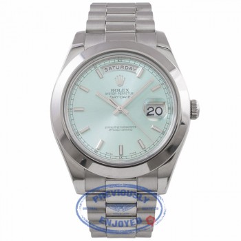 Rolex Day-Date II President 41MM Platinum Ice Blue  Index Markers Dial 218206 3CML8Q - Beverly Hills Watch Company Watch Store