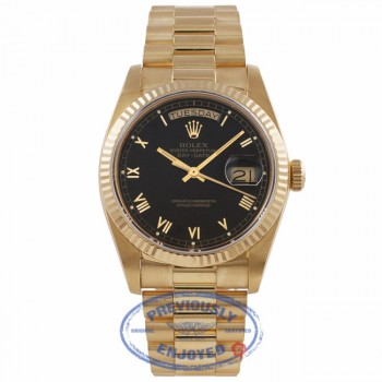 Rolex Day-Date President 18k Yellow Gold 36MM Black Dial Roman Markings 18038 13Z24R - Beverly Hills Watch Company Watch Store