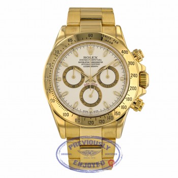Rolex Daytona Cosmograph Yellow Gold White Index Dial Oyster Bracelet 116528 T22448 - Beverly Hills Watch Company
