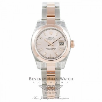 Rolex Ladies Datejust 26MM Stainless Steel Rose Gold Pink Dial 179161 - Beverly Hills Watch Company Watch Store
