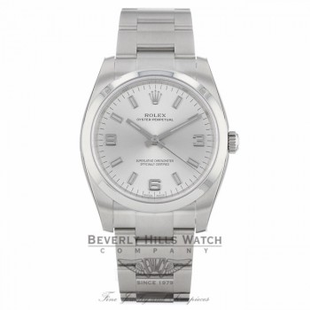 Rolex Air King Stainless Steel Domed Bezel Silver Dial 114200 8WMPQN - Beverly Hills Watch Company