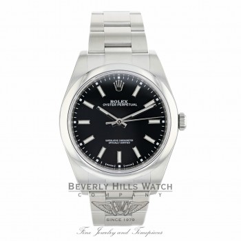 Rolex Oyster Perpetual 39mm Stainless Steel Black Dial Index 114300 2XE776