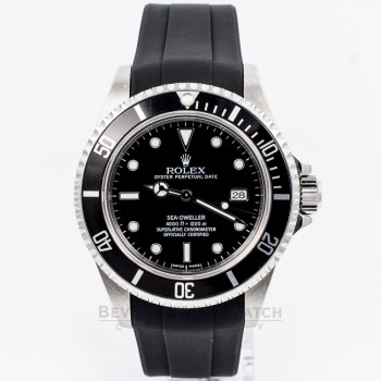 Rubber B Black Rubber Strap for Rolex Stainless Steel Sea-Dweller M106-BK with a Tang Buckle (Strap Only) Beverly Hills Watch Company