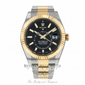 Rolex Sky-Dweller Oyster Perpetual Black Dial 42mm Stainless Steel Yellow Gold 326933 M4LJY6 - Beverly Hills Watch