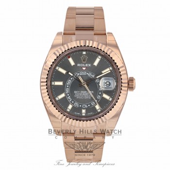 Rolex Sky Dweller Dark Rhodium Dial Everose Gold 326935 0LQX87 - Beverly Hills Watch Company