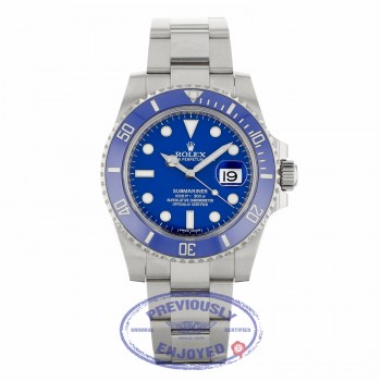 Rolex Submariner 18K White Gold Oyster Bracelet Blue Dial Blue Ceramic Bezel 40mm Dive 116619 LLZ1PE - Beverly Hills Watch